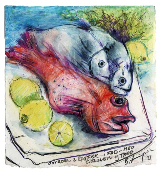 dorade-rødfisk-akvarel-2021-bernhard-lipsøe